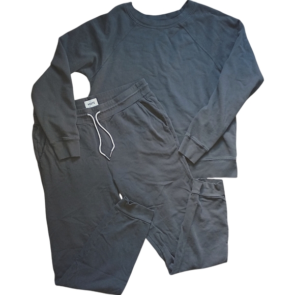MATE the Label Pants - MATE Slouchy Jogger Sweatshirt Set Charcoal Gray